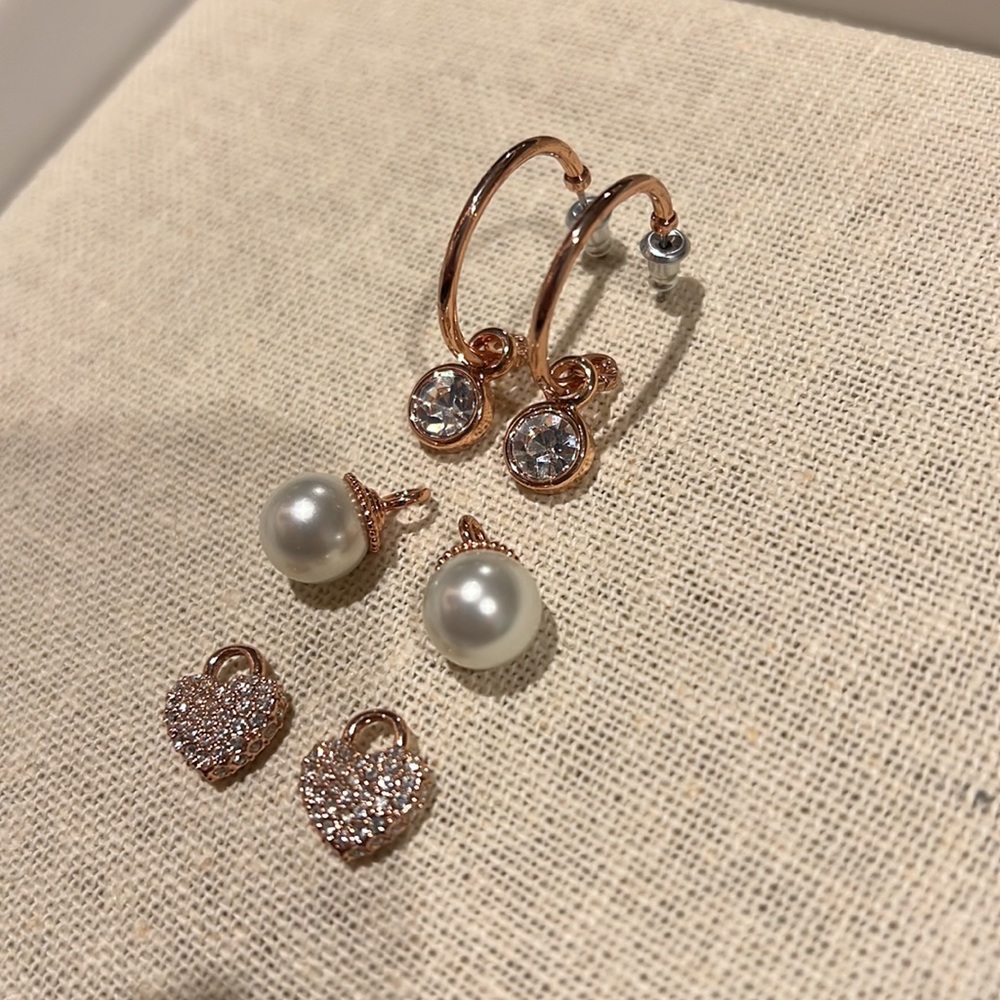 Origami Owl Rose Gold Hoop Earrings (wear 4 ways)